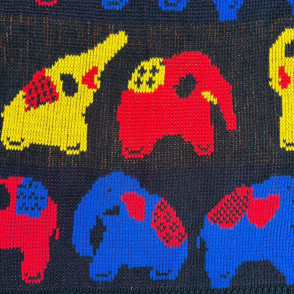 Extra Touch Elephant Mod Pop Art 3/4 Zip Sweater Sz 40 - Picture 9 of 9